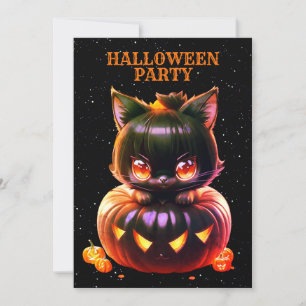Halloween-Party Black Cat Pumpkin Horror Beängstig Einladung
