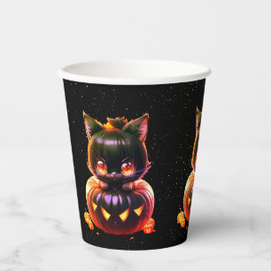 Halloween-Party Black Cat Pumpkin Horror Beängstig Pappbecher