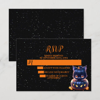 Halloween-Party Black Cat Pumpkin Horror Beängstig RSVP Karte