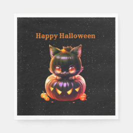 Halloween-Party Black Cat Pumpkin Horror Beängstig Serviette