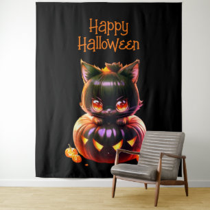 Halloween-Party Black Cat Pumpkin Horror Beängstig Wandteppich