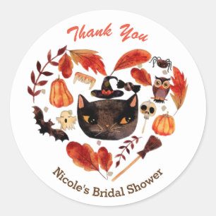 Halloween-Party Black Cat Watercolor Whimsical Runder Aufkleber