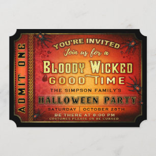 Halloween-Party Bloody Wicked Ticket Einladung