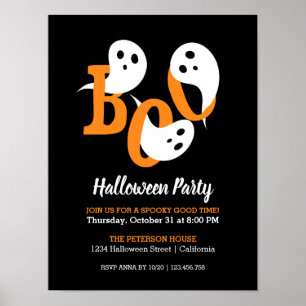 Halloween-Party Boo Ghosts Black Einladung Poster