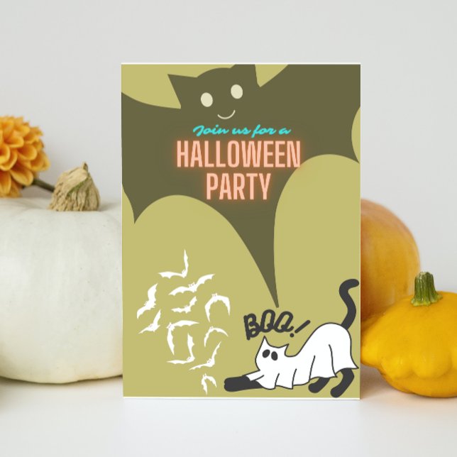 Halloween-Party-Boo-Katze-Einladungen Einladung (Von Creator hochgeladen)
