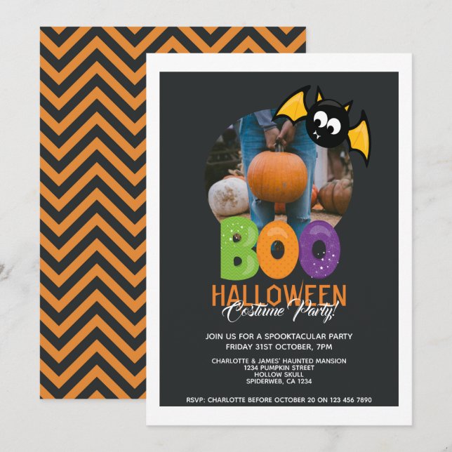Halloween-Party Boo und Bat Personalisiert Einladung (Vorne/Hinten)