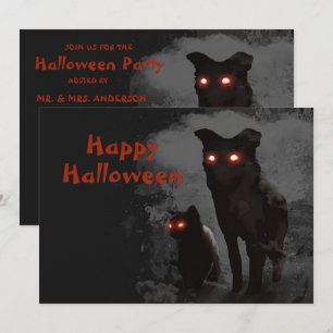 Halloween-Party böse schwarze Katze und Hund Einladung