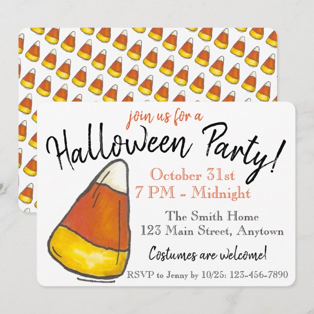 Halloween-Party Candy Corn Einladung (Vorne/Hinten)