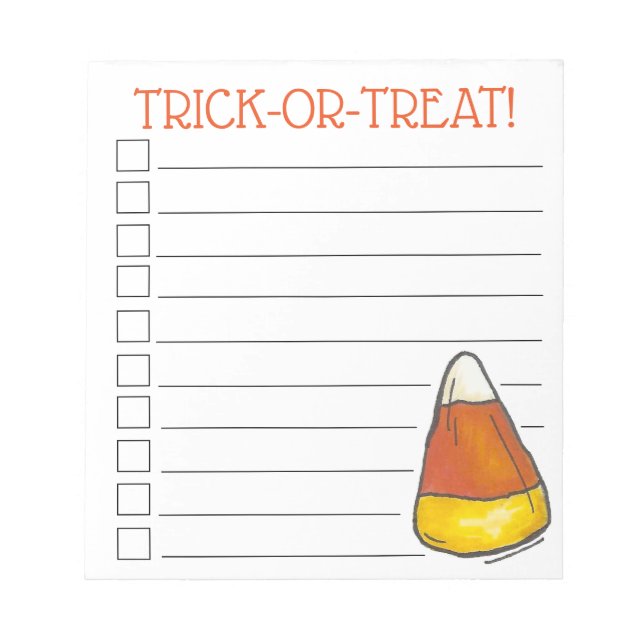 Halloween-Party Candy Corn List Notizblock (Vorderseite)