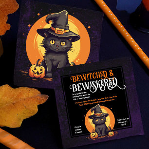 Halloween-Party Cat Niedlich Kitten in Hexenhut Einladung