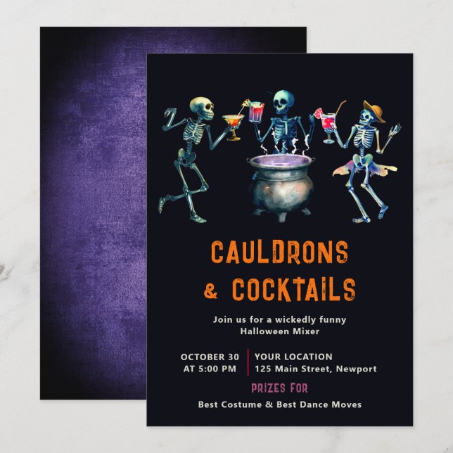 Halloween-Party Cauldron Cocktail Mixer Funny Dark Einladung (Vorne/Hinten)
