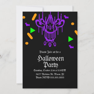 Halloween-Party Chandelier Confetti Neon Einladung