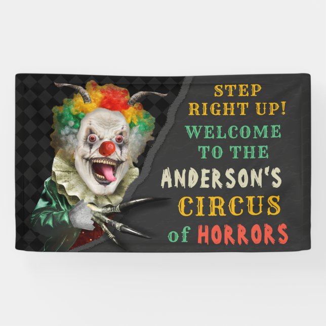Halloween-Party Circus Clown Beängstigender Karnev Banner (Horizontal)