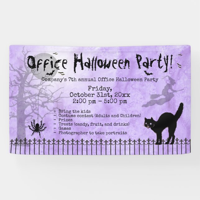 Halloween-Party Collage, Lila Grunge - Schwarze Ka Banner (Horizontal)
