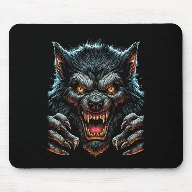 Halloween-Party Costume Angry Werewolf Wolfman Mousepad (Vorne)