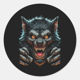 Halloween-Party Costume Angry Werewolf Wolfman Runder Aufkleber