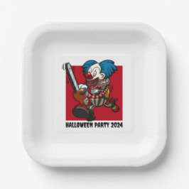 Halloween-Party Crazy Chainsaw Clown bearbeiten de Pappteller