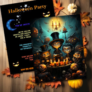 Halloween-Party Creepy Kids Pumpkins Kerzen Einladung