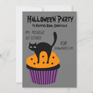 Halloween-Party cupcake Cat schwarz-orange Einladung
