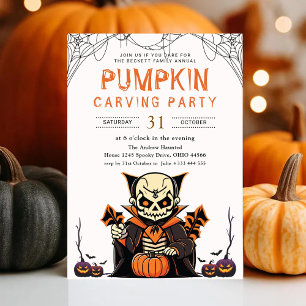 Halloween-Party der Familie Pumpkin Carving Einladung