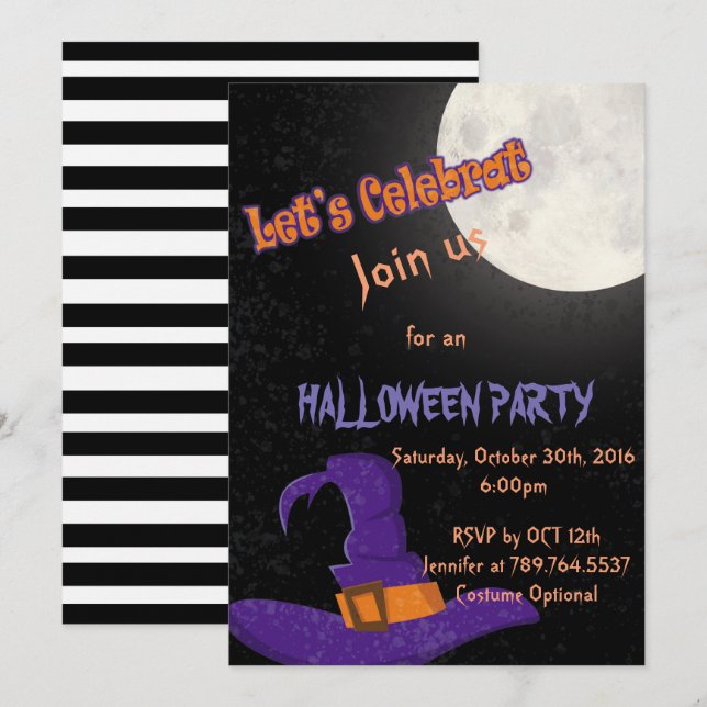 Halloween-Party Einladung (Vorne/Hinten)