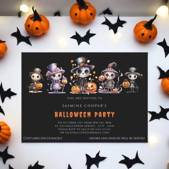 Halloween-Party Einladung (childrens halloween costume party invitation fully editable and downloadable )