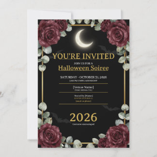 Halloween-Party-Einladung 2026 | Elegantes Gothic Dankeskarte