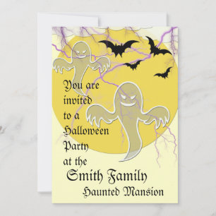 Halloween-Party Einladung Geister, Fledermäuse, Bl