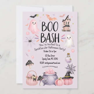 Halloween-Party-Einladung Girly Pink und Lila   Einladung