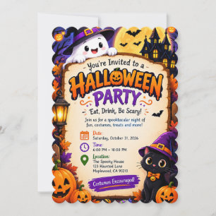 Halloween-Party-Einladung – Gruselig und Bunt Einladung
