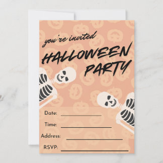Halloween-Party-Einladung - Gruselige Skelette Einladung