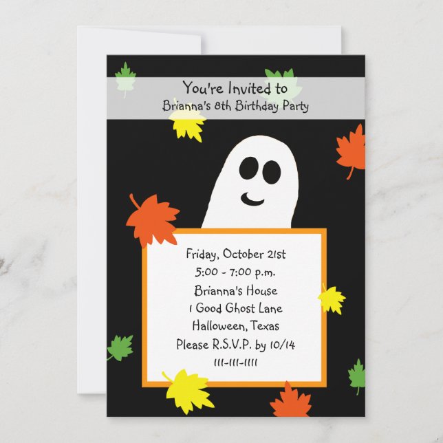 Halloween Party Einladung Herbst Geist (Vorderseite)