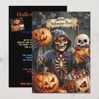 Halloween-Party-Einladung Horror Gruselig Schreckl Einladung
