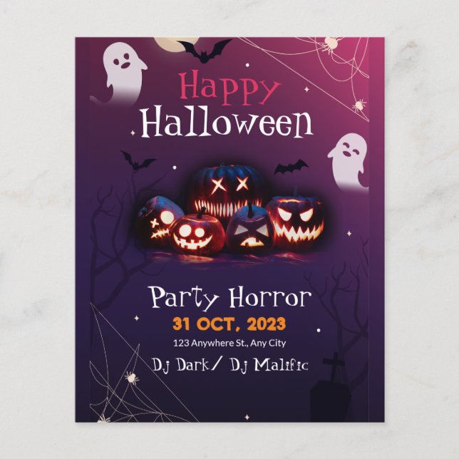 Halloween-Party Einladung, Horror Party Halloween Flyer (Vorne)