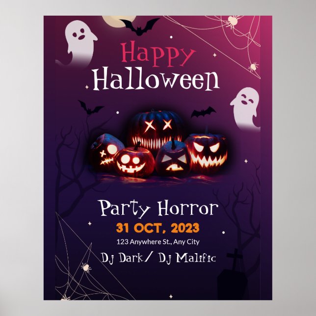 Halloween-Party Einladung, Horror Party Halloween Poster (Vorne)