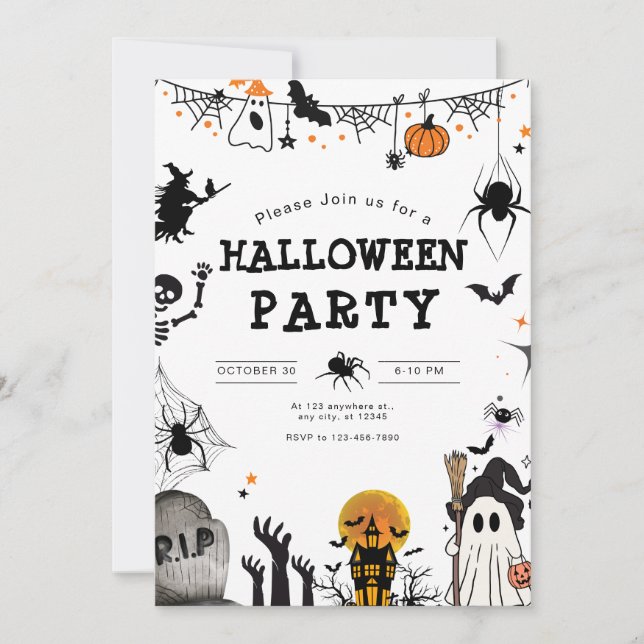 Halloween-Party Einladung, Kinder Spooky Night Par (Vorderseite)