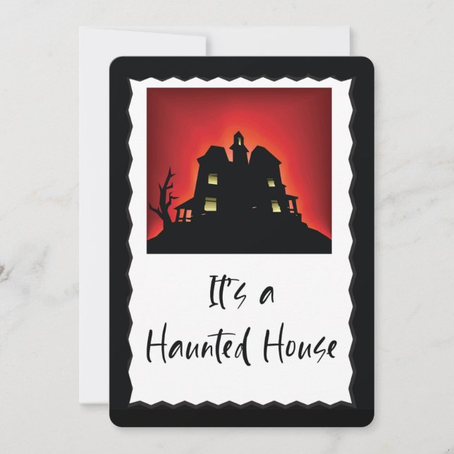 Halloween-Party Einladung mit Spuk Haus (Vorderseite)
