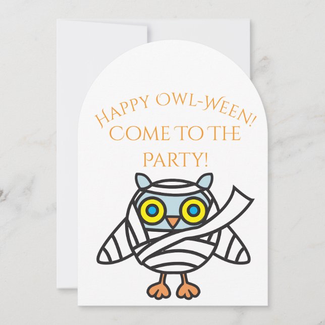 Halloween-Party Einladung Owl Mummy (Vorderseite)