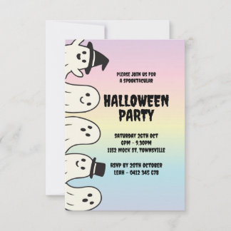 Halloween-Party Einladung Regenbogenpastel Geist