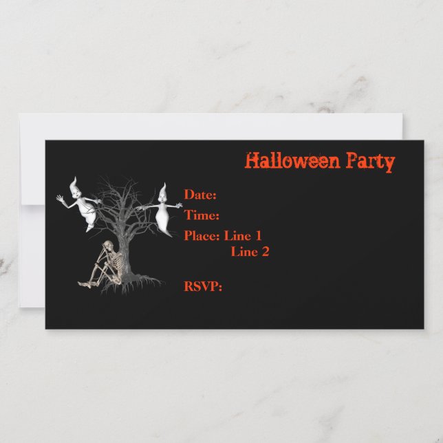 Halloween-Party Einladung Skeleton Ghosts Card (Vorderseite)