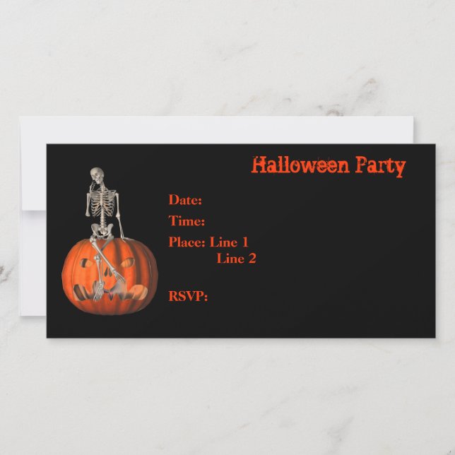 Halloween-Party Einladung Skeleton Pumpkin Card (Vorderseite)