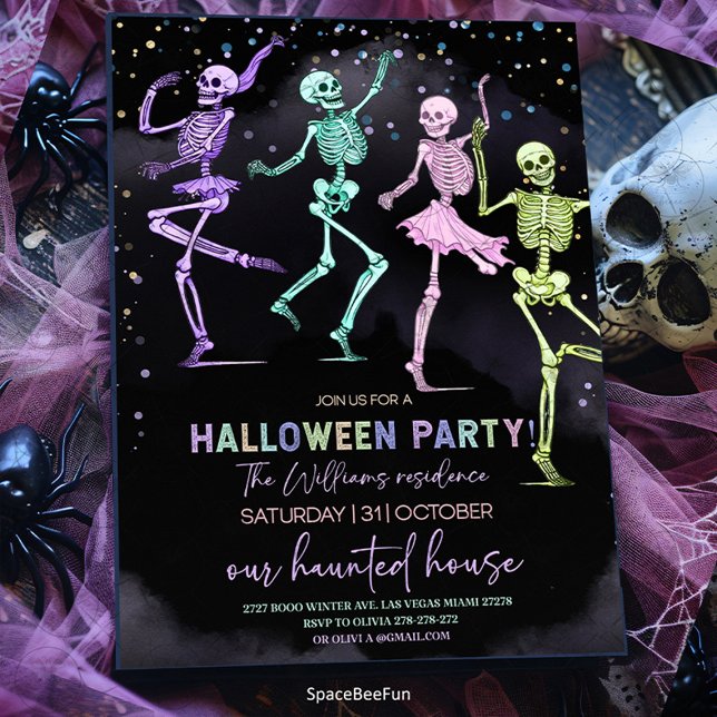Halloween-Party Einladung Skelette einladen (Halloween Party,Invitation,Skeletons Invite,Editable Ghost,Birthday Invitation,Party Hey Boo,Spookta)