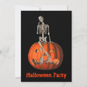 Halloween-Party Einladung Skeletton Kürbislaterne