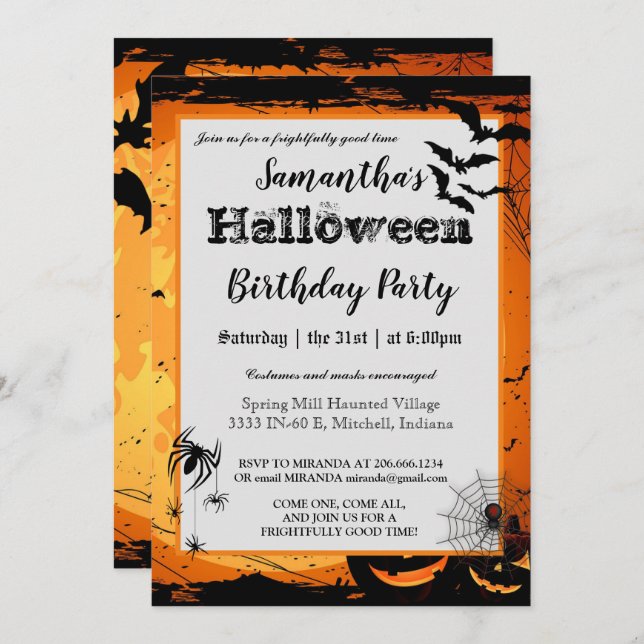 Halloween Party Einladung Spooky Bats (Vorne/Hinten)