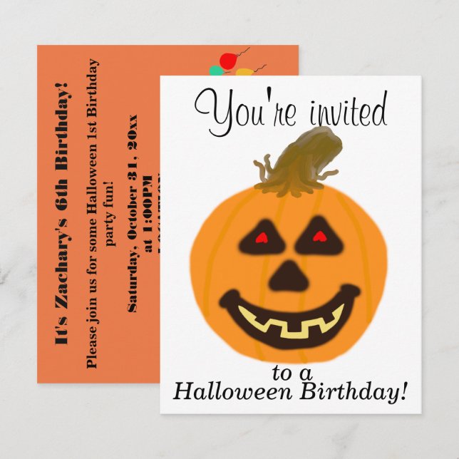 Halloween Party Einladungen CUSTOMIZE (Vorne/Hinten)