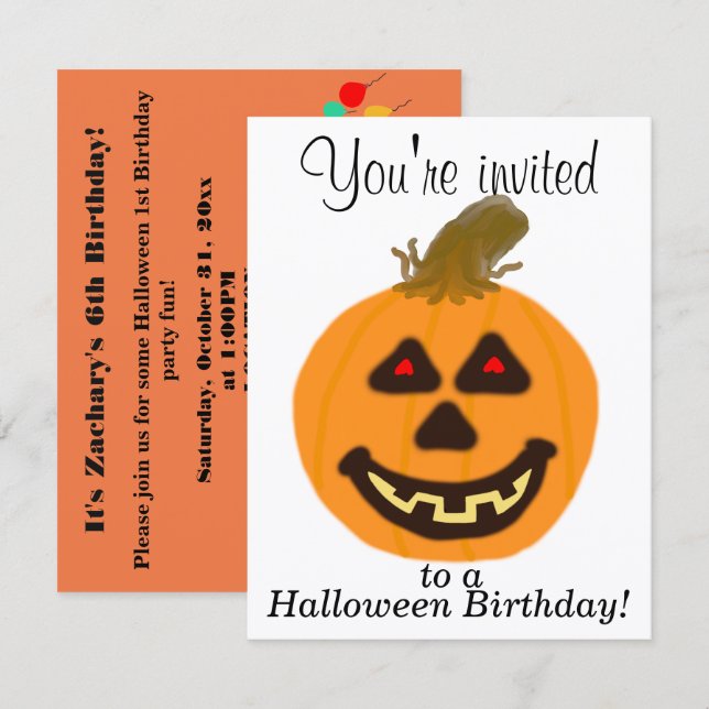 Halloween Party Einladungen CUSTOMIZE (Vorne/Hinten)