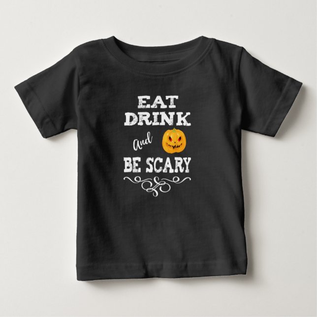 Halloween-Party essen Drink & Be Beängstigend Pump Baby T-shirt (Vorderseite)
