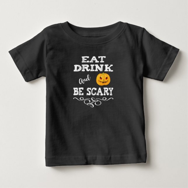 Halloween-Party essen Drink & Be Beängstigend Pump Baby T-shirt (Vorderseite)
