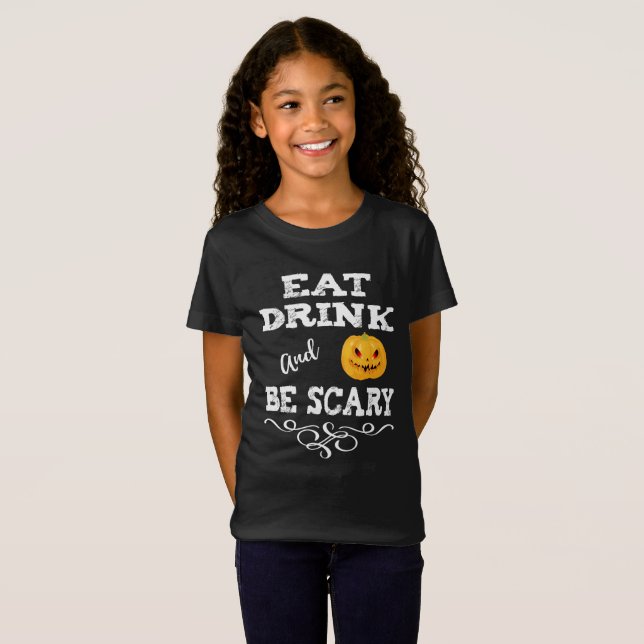 Halloween-Party essen Drink & Be Beängstigend Pump T-Shirt (Vorne ganz)