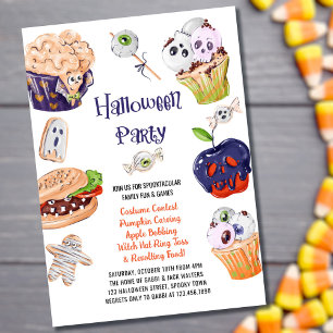 Halloween-Party-Essen und gruseliges Vergnügen Einladung